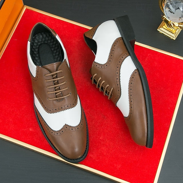 and White in Wingtip Men's Oxford Shoes Brogue Two-Tone