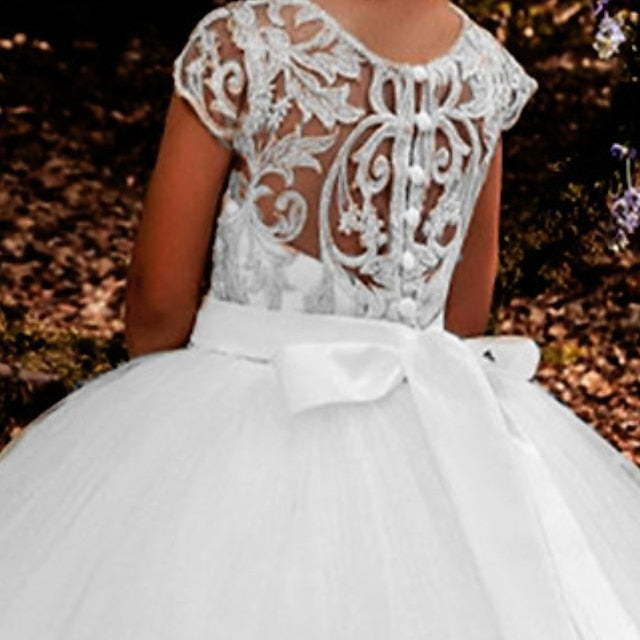 Floral Girls' Dress Kids Girl Solid Colored Flower