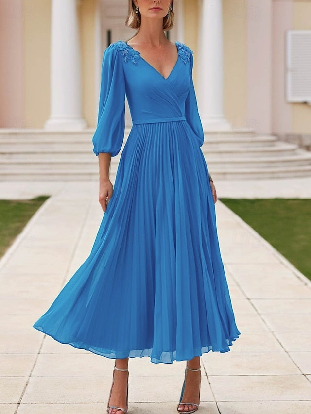 A-Line Bride V the of Elegant Beach Dress Mother Wedding