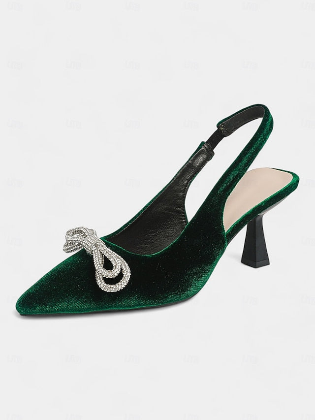 Toe Velvet Heels – Slingback Women's Pointed Cocktail