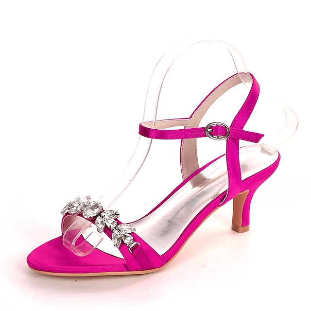 Silver Sandals Heeled Elegant Women's – Rhinestone