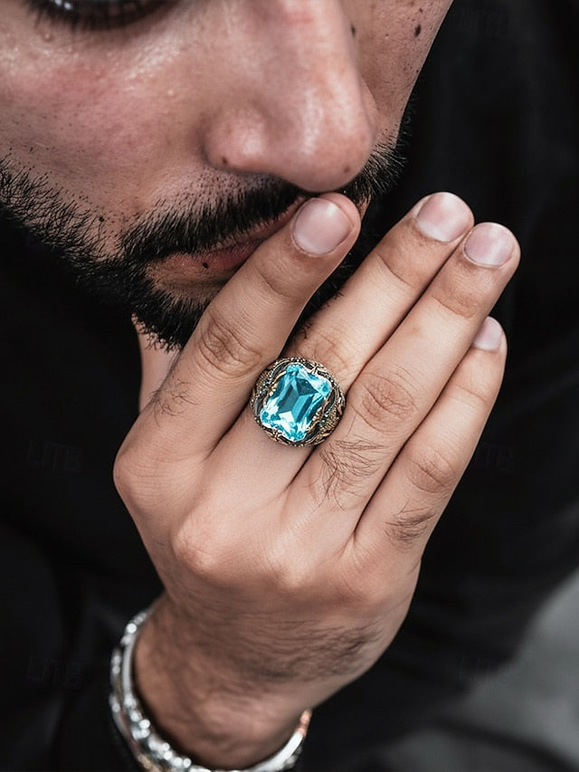 Gemstone Ring Alloy Men's