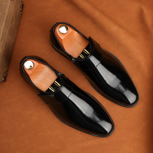 Leather Brown Men's Slip-On Shoes Dress Business Loafers