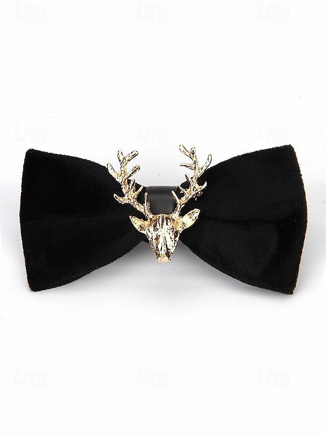 Gold Tie Pin Head Velvet with Men's Bow Deer
