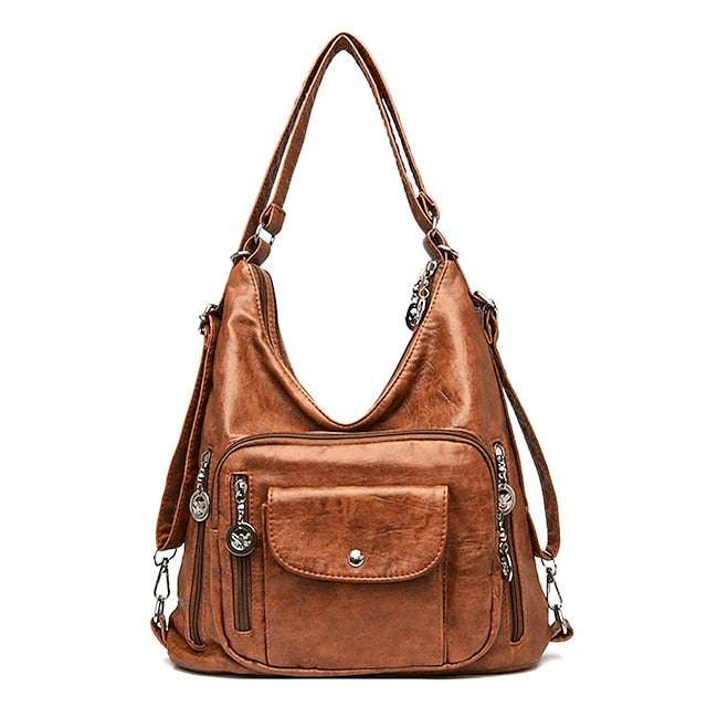Sac - Sac Hobo en similicuir pour femme style vintage marron