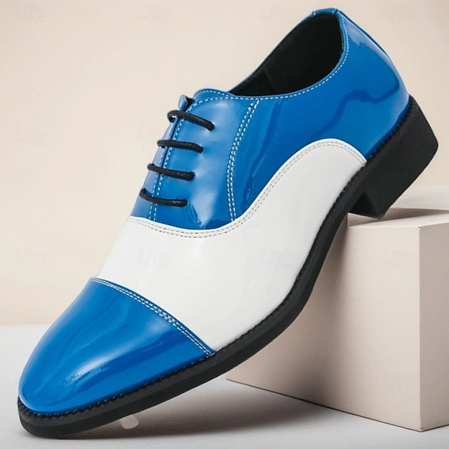 Shoes with and White Polished Dress Men's Oxford Blue