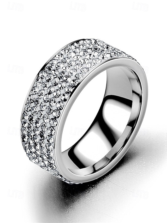 Wide Pave with Full Rings Band Rhinestone Men's