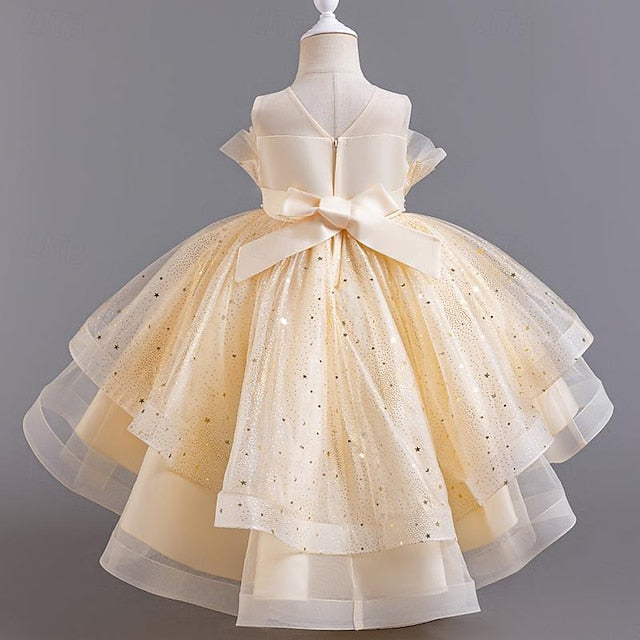 Flower Sequin Party Kids Girl Sleeveless Girls' Dress