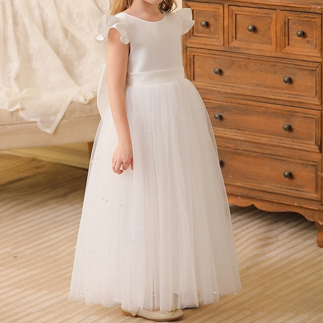 Solid Party Color Kids Dress Girl Flower Girls'