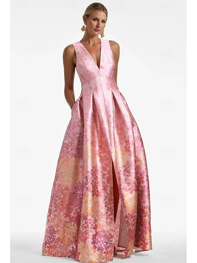 Formal Evening Dress Gown Wedding A-Line High Beach Split