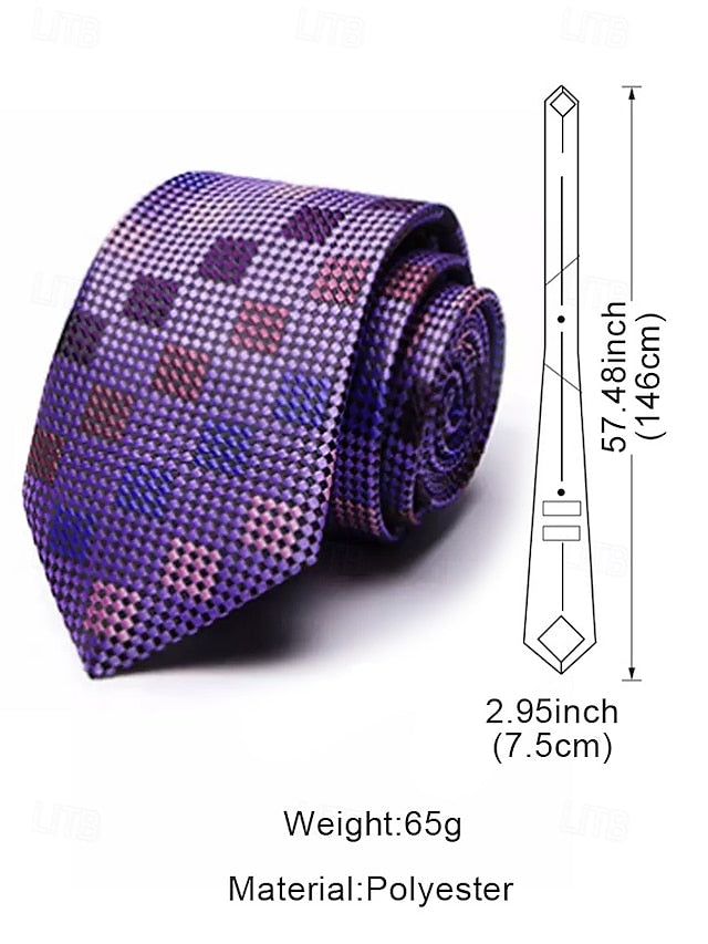 Pocket Purple Tie Men's – Square and Checkered Set Silk