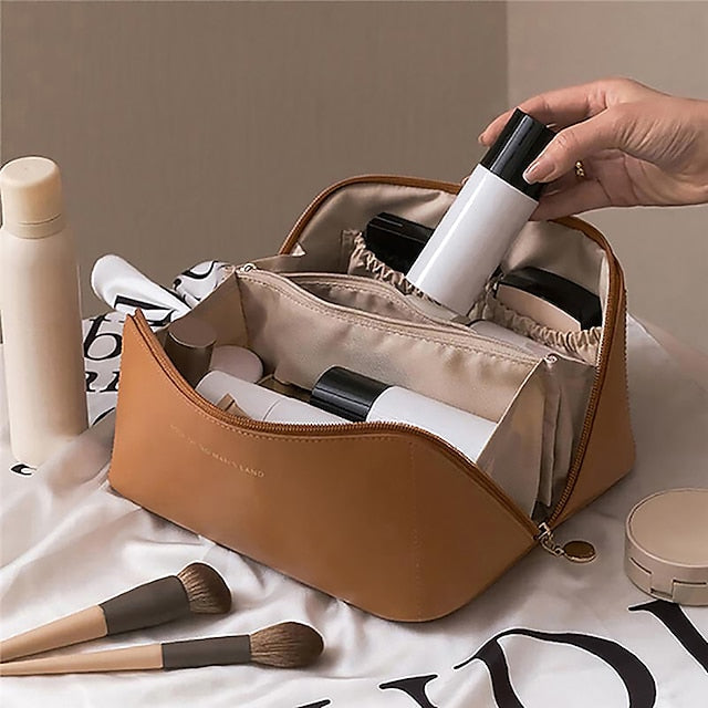 Damen Kosmetik Make-up Handtasche Leder PU Tasche Reise