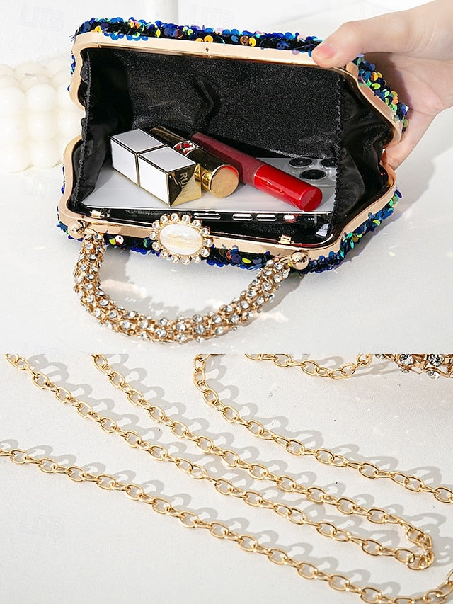 Women's Embellished Vintage Clutch Evening Bag Sequin –