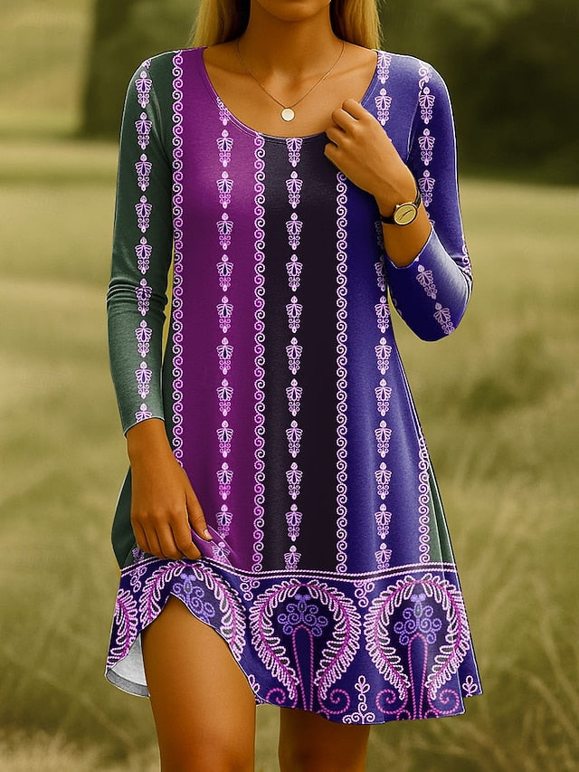 Women's Knee Length Dress Knit Dress Casual Dress T Shirt