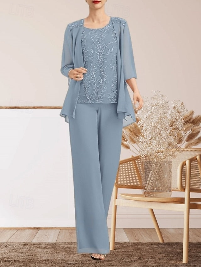 the Mother Guest of Wedding Pantsuit Dress Bride Elegant Piece 3