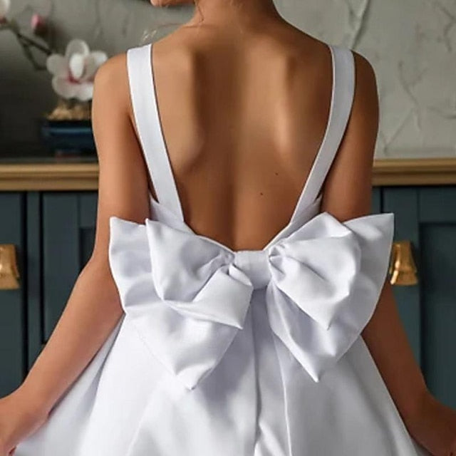 Color Dress Kids Girl Solid Flower Party Girls'