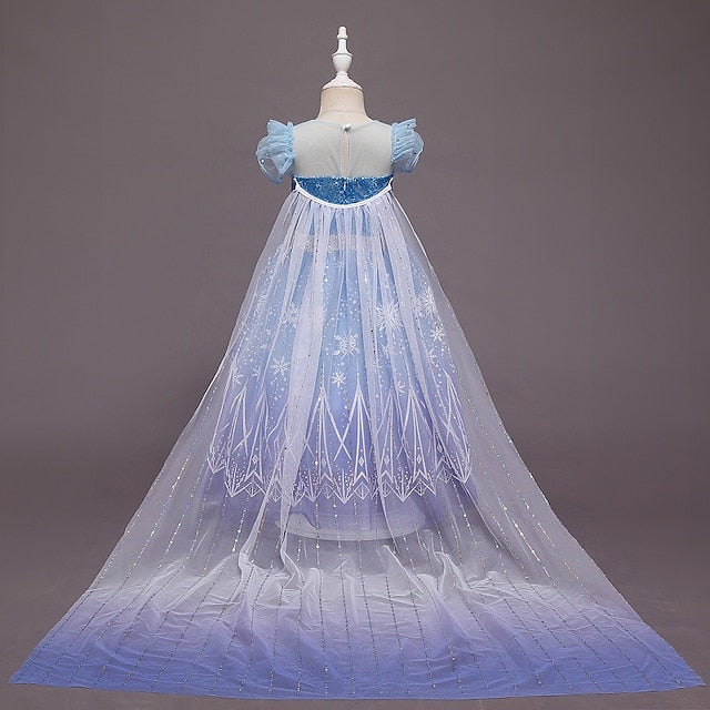 With Tulle Princess Cape Hooded Crown Dress Set Cloak Elsa