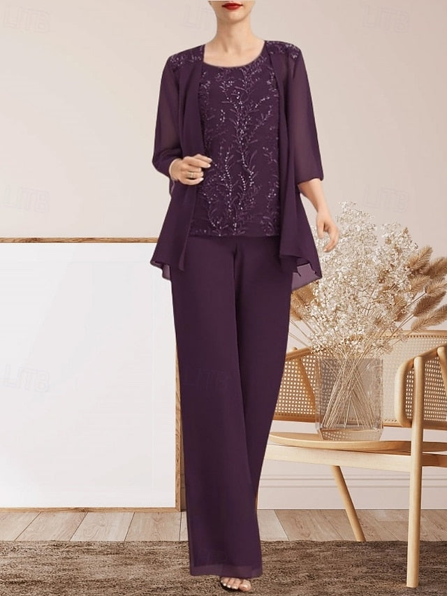 the Mother Guest of Wedding Pantsuit Dress Bride Elegant Piece 3
