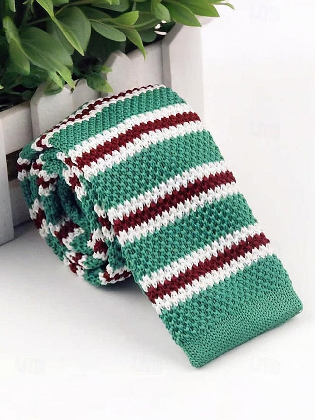 - Neck Men's Stripe Stylish Knit Christmas Tie Woven