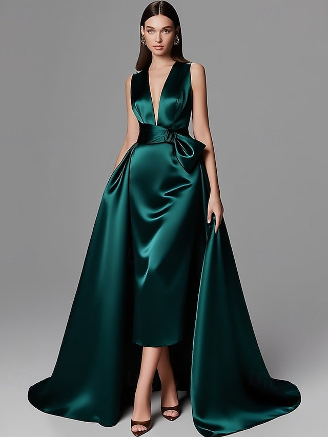 Gold A-Line Gown Formal Floor Wedding Evening Dress Elegant