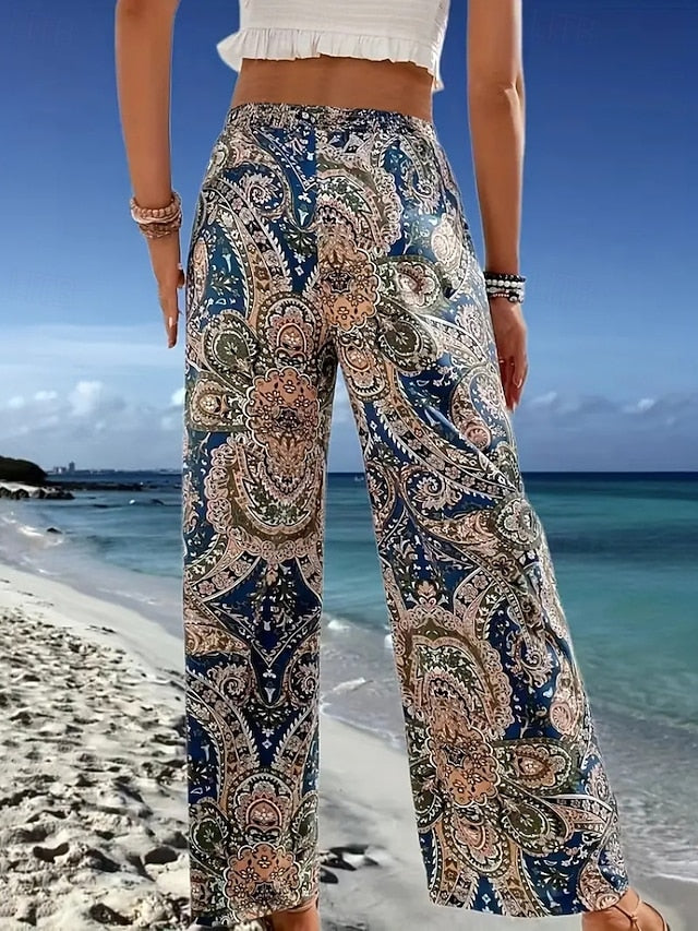 Women's Slacks Pants Trousers Fashion Boho Full Length