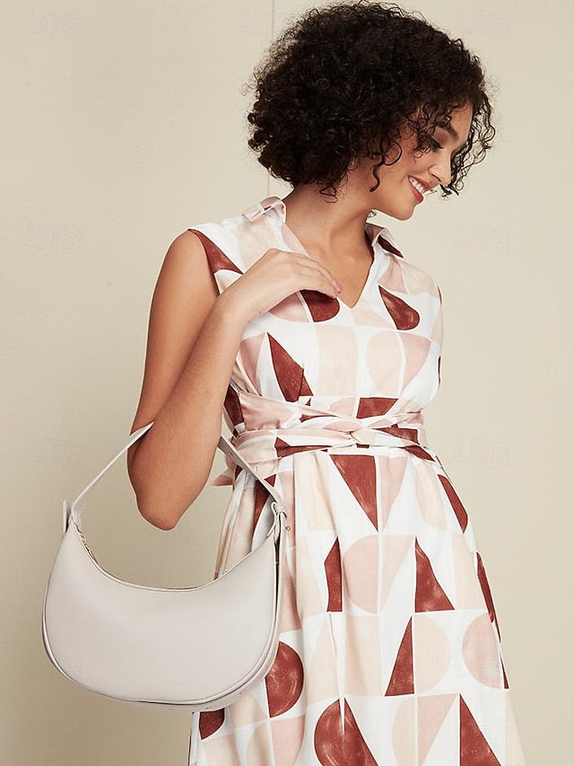 Crescent Elegant Shoulder - Bag Women's White Stylish