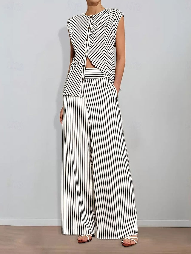 Bride Print Striped Pantsuit Piece Two Mother the of
