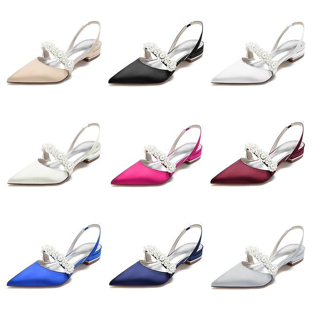 with Pearl White Elegant Satin Women's Shoes Dress