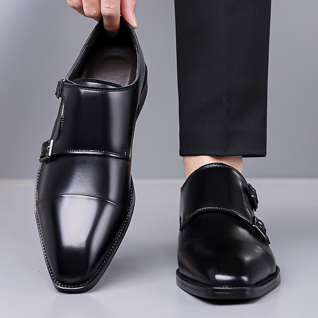 – Shoes Elegant Men's Monk Strap Dress Leather Double