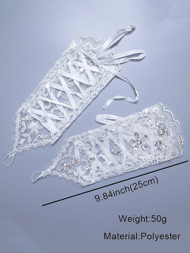 Elegant with Accessories Wedding – Bridal Pearls Lace Gloves