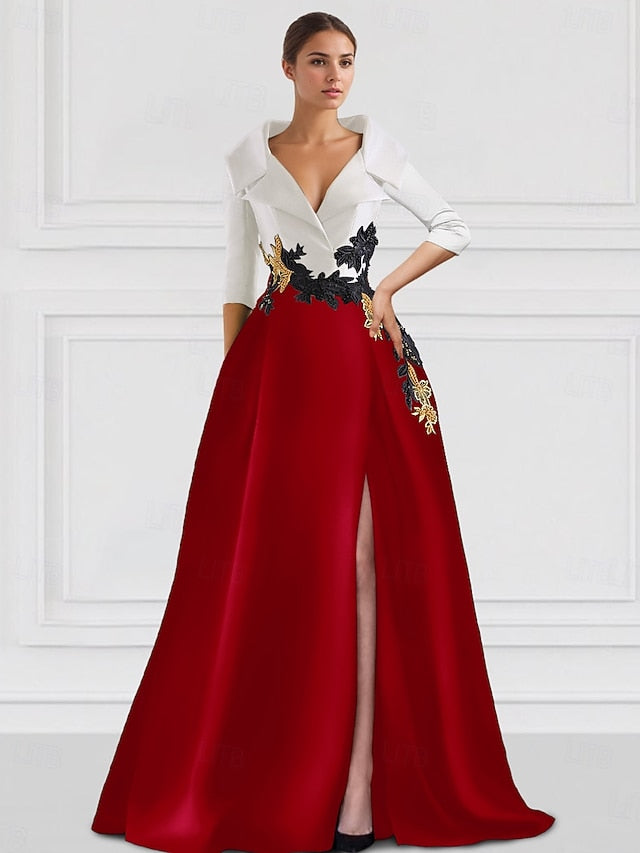 Tuxedo Formal Floor Gown Evening Elegant A-Line Dress