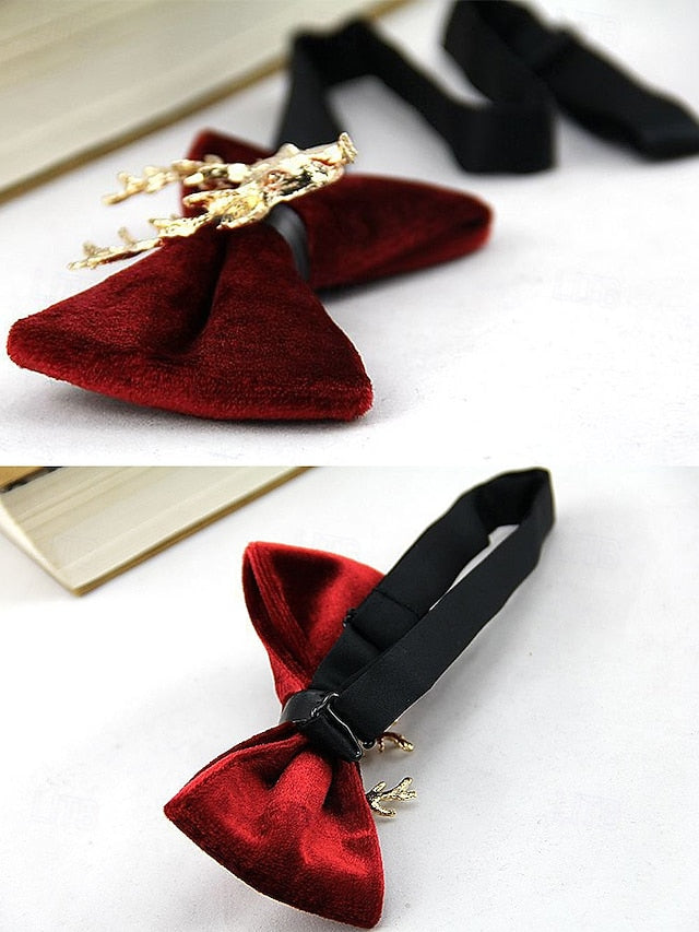 Gold Tie Pin Head Velvet with Men's Bow Deer