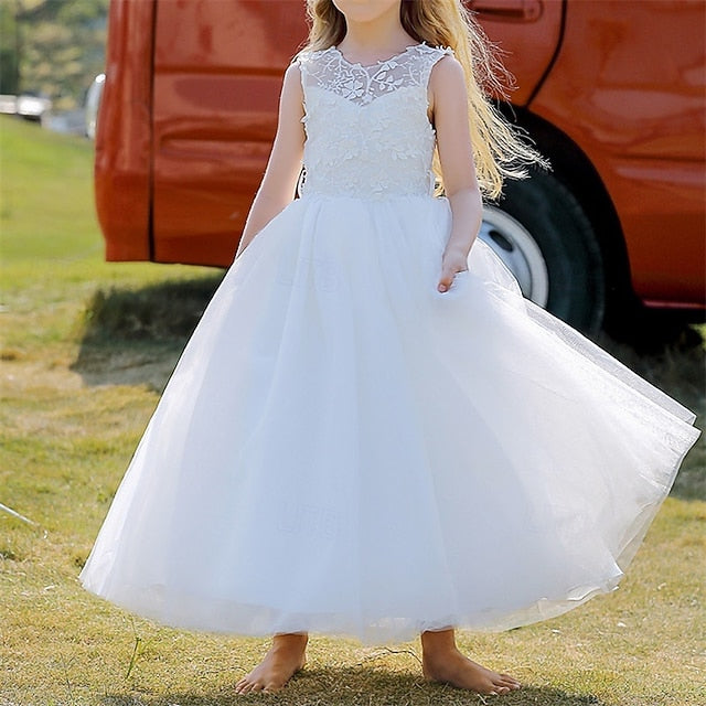 Party Solid Color Dress Girls' Flower Kids Girl