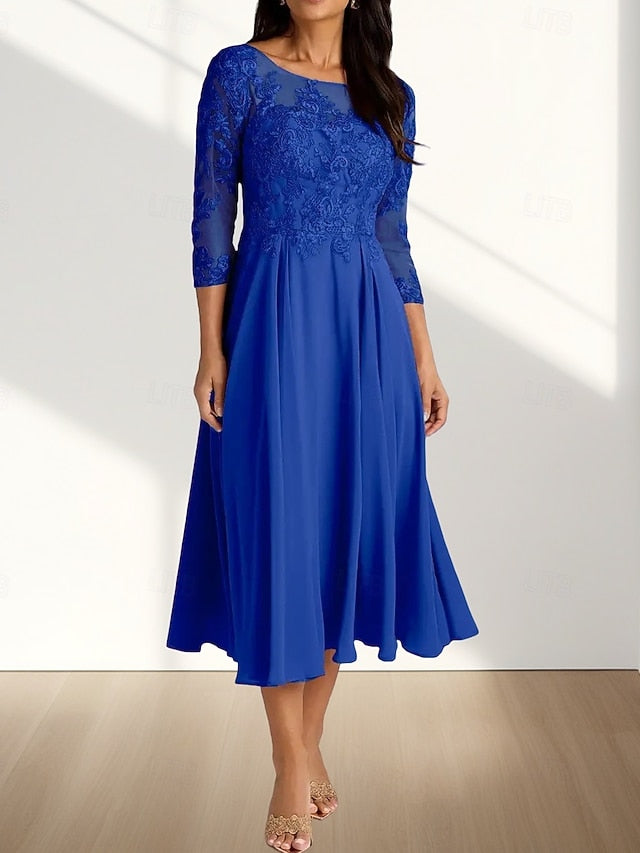 Dress Bride Elegant Mother of the Crew Neck Wedding A-Line Guest