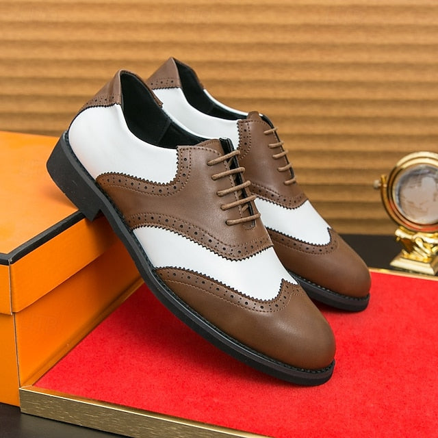 and White in Wingtip Men's Oxford Shoes Brogue Two-Tone