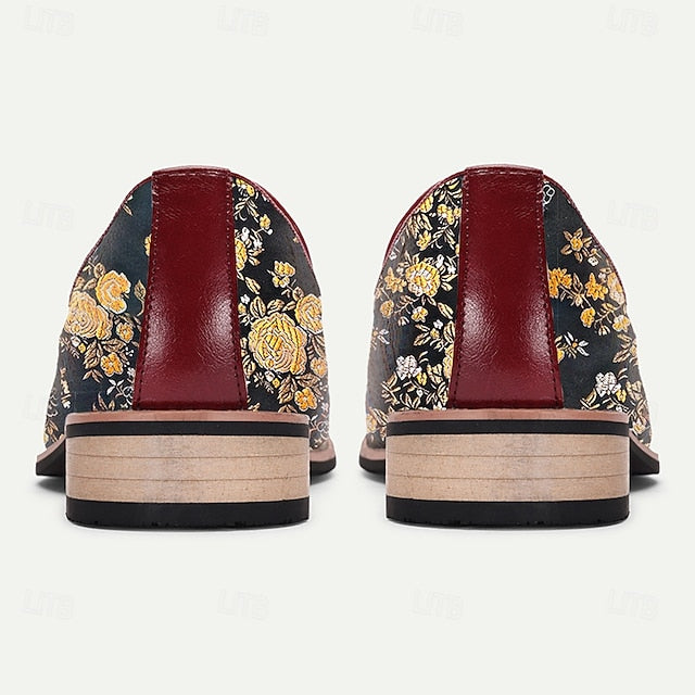 with Jacquard Tassels Floral Loafers Pattern for Men's