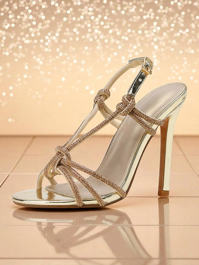with Toe Women's Square Rhinestone Strappy Heels Stiletto