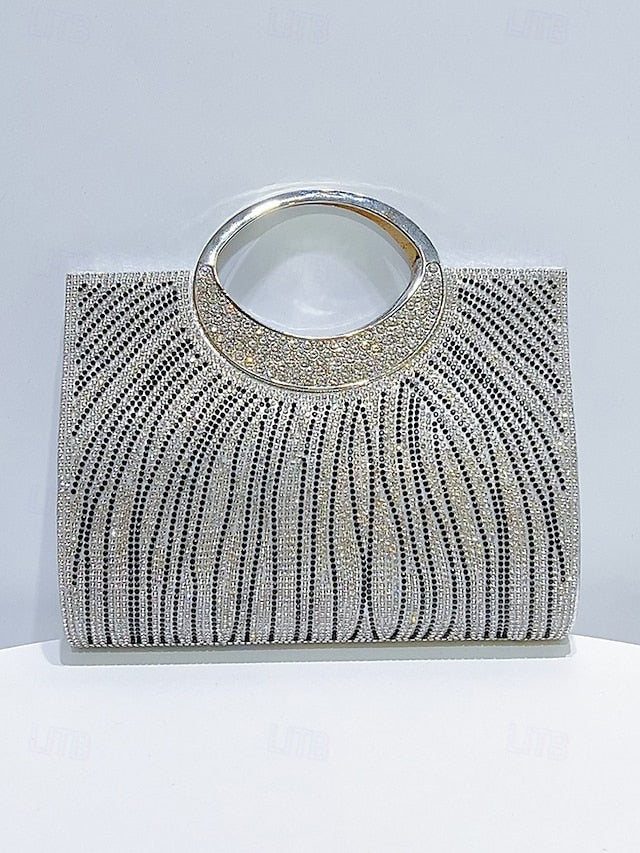 Evening – Rhinestone Bag Clutch Round with Handle Women's