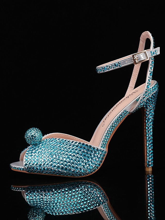 Women's Stiletto Embellished Sandals Rhinestone Heel with