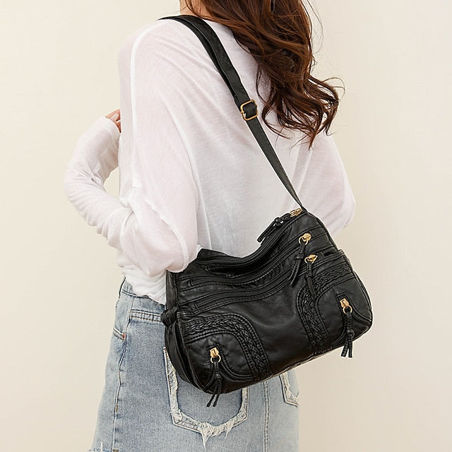 Leather Women's Faux Shoulder Brown Vintage Bag – Boho