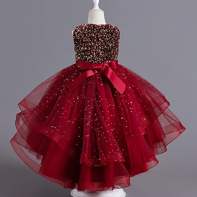 Kids Solid Party Girls' Color Sleeveless Dress
