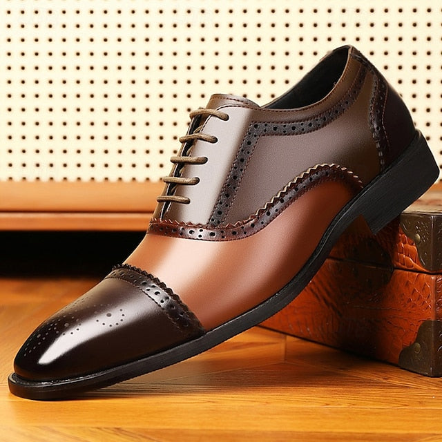 Two-Tone Men's Brogue Black and – Faux Shoes Brown