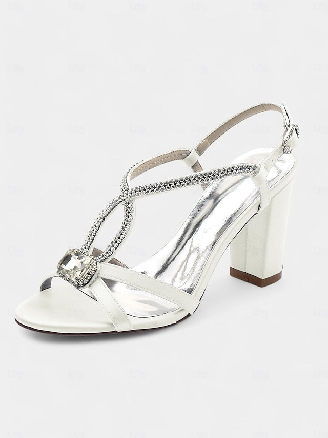Blue Women's Rhinestone Royal – Sandals Elegant Satin