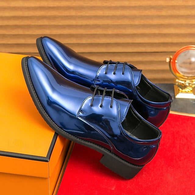 for Formal Shoes Glossy Leather Patent – Green Lace-Up Men