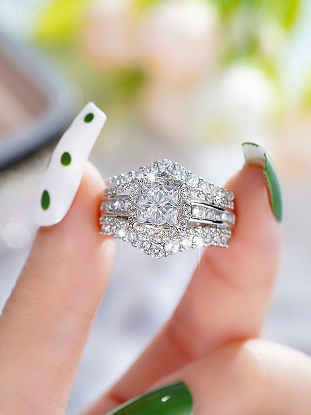 Cubic Luxury Ring Zirconia Wedding Set with