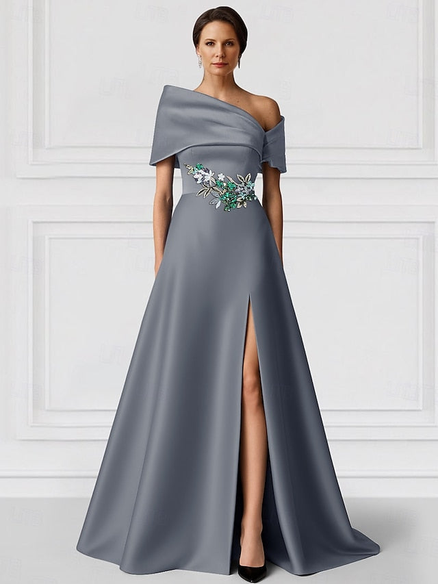 Floor Wedding Length Formal Elegant A-Line Dress Gown Evening