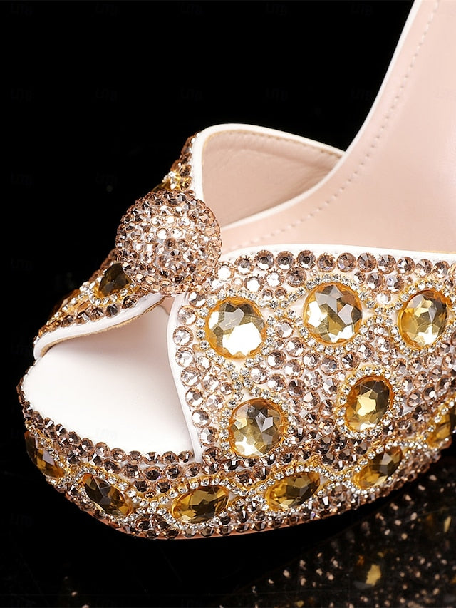 Women's Crystal-Embellished with Platform Sandals Glamorous