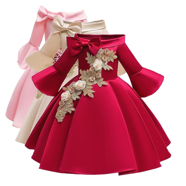Floral Dress Kids Girls' Sleeve Length Party Formal 3/4