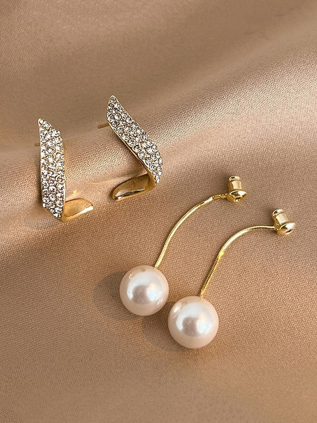 Earrings with – Pearl Gold-Plated Detailing Elegant Crystal