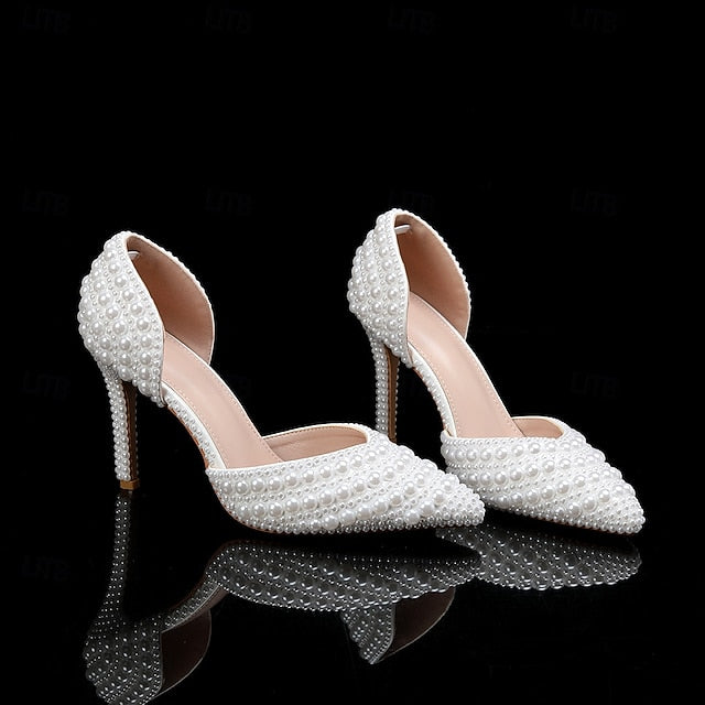 Clutch and Set – Heels Stiletto Pearl White Women's Bag